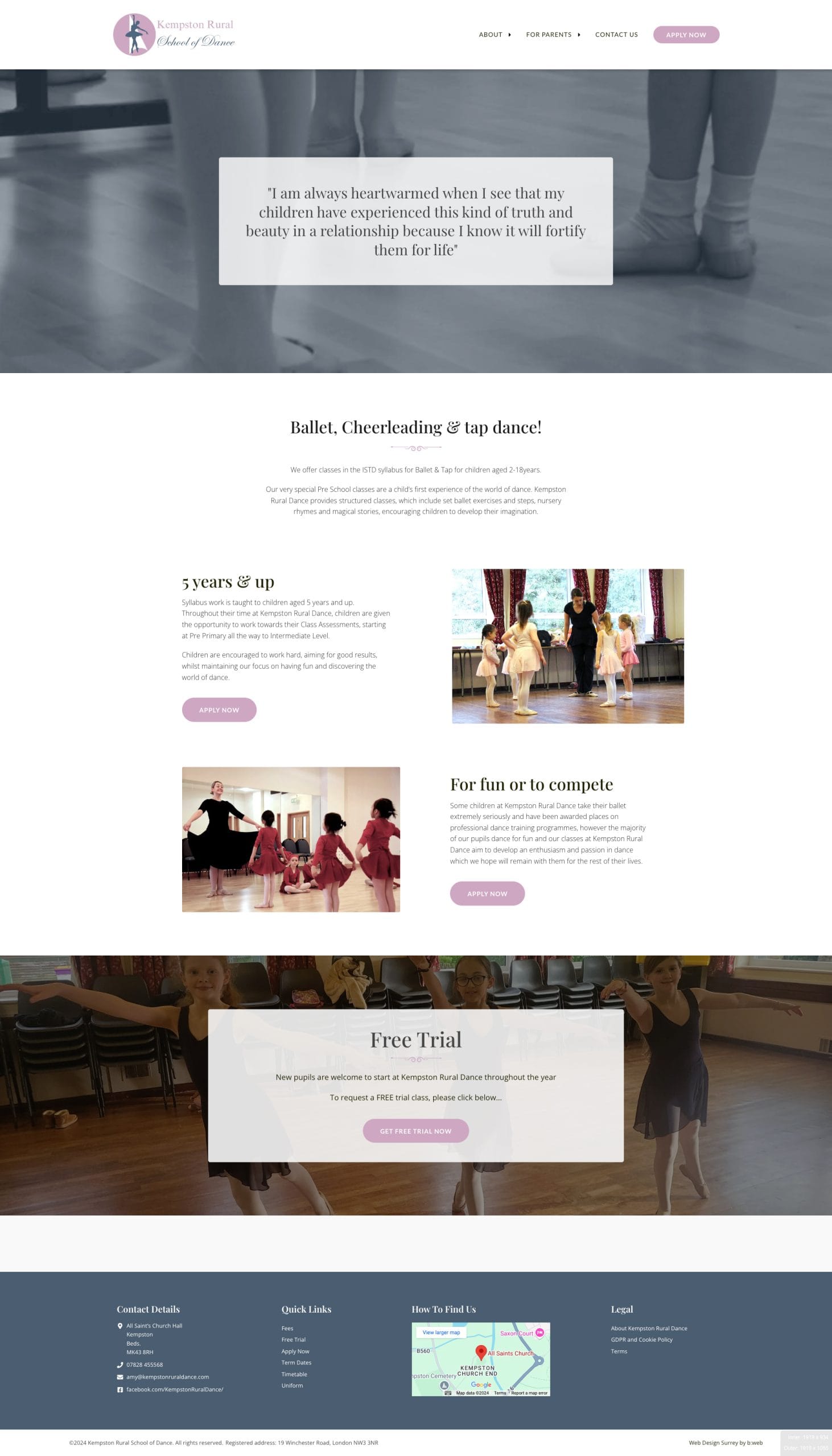 Web design for Kempston Rural Dance homepage image