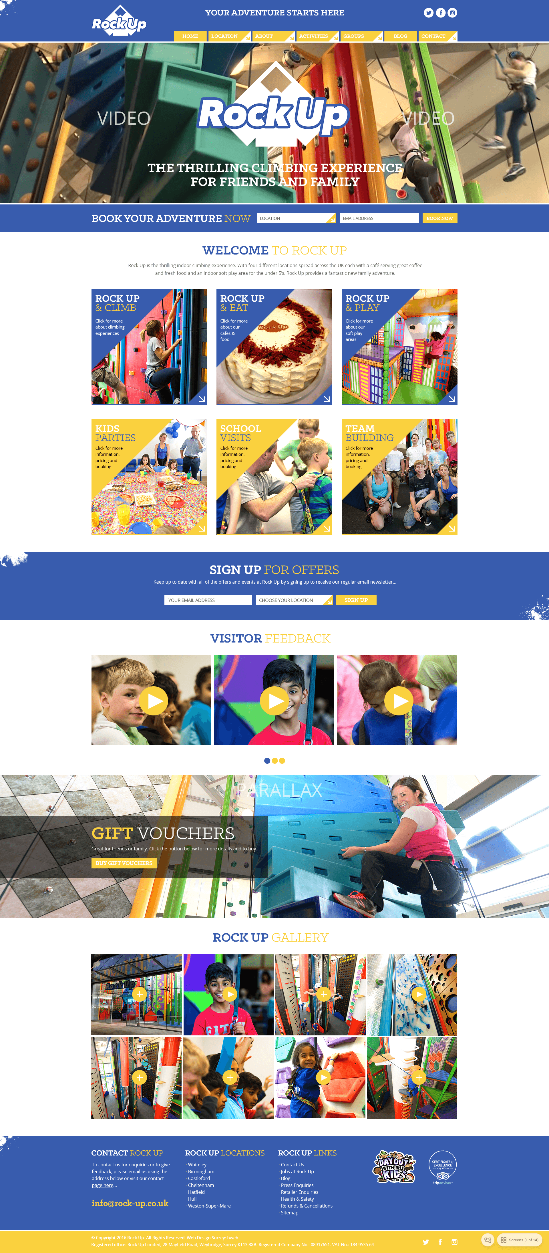 Rock Up web design homepage