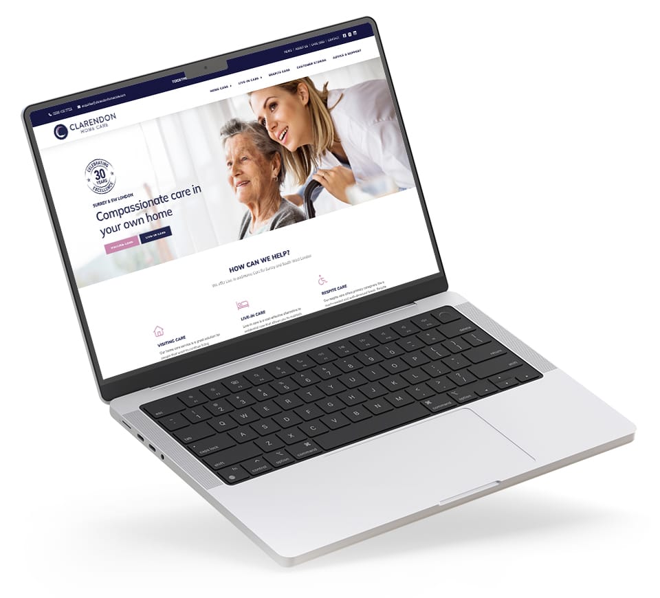 web design for healthcare on laptop